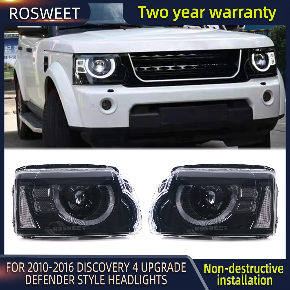 

Headlights For Land Rover Discovery 4 2010-2016 Upgrade Defender Style Front LED Turn Signal Lights DRL Angel Eye Projector Lens