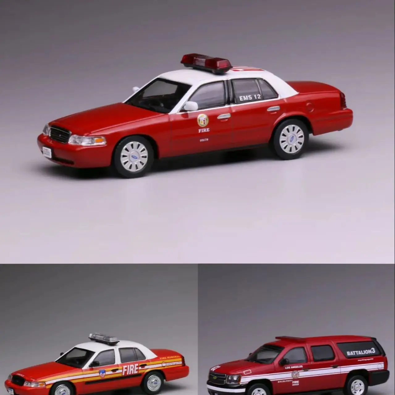 1:64 596 Red LAFD LA Fire Suburban SUV Model Diecast Display Car