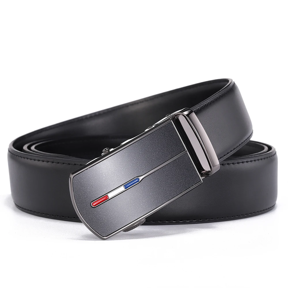 Formal Men's Genuine Leather Belt Automatic Buckle Luxury Famous Brands Black Male Belt, 3.5cm Waist Strap Fashion Accessory