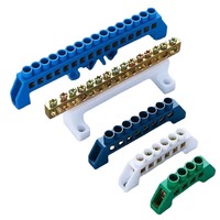 1Pcs Green Blue Screw Brass Din Rail  Terminal Block Earth and Neutral Blocks 4Pin 6Pin 8Pin 10PIN 12PIN