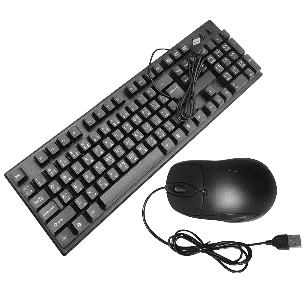

Wired Keyboard Mouse Combo USB Powered Durable ABS Modern Computer Accessory Quiet Simple Laptop Gaming Supply Sturdy Fast