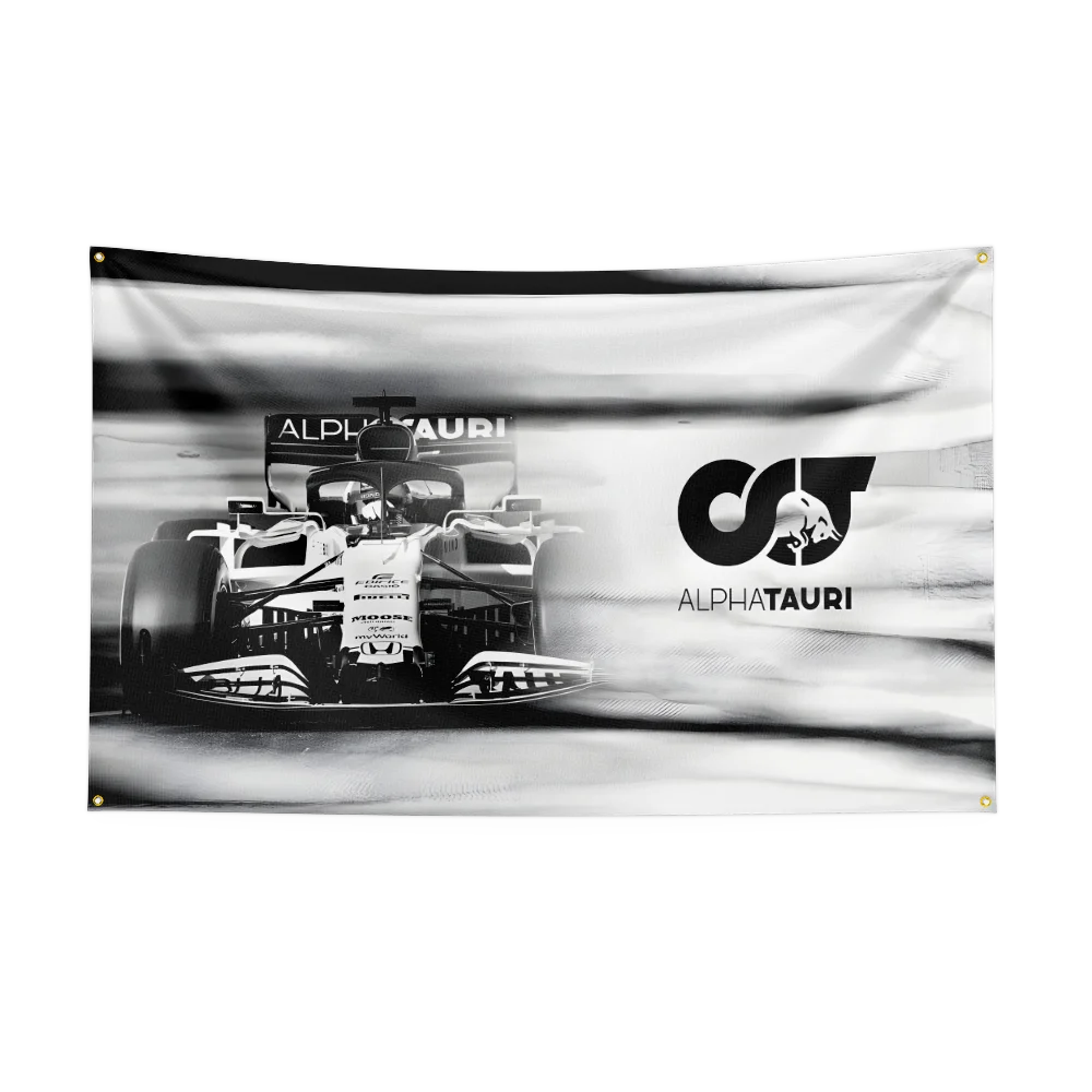 Bandera de Coche Alphatauri de 90x150 pies, Bandera Impresa de Poliéster, Tapiz Decorativo para Jardín, Garaje, Conciertos