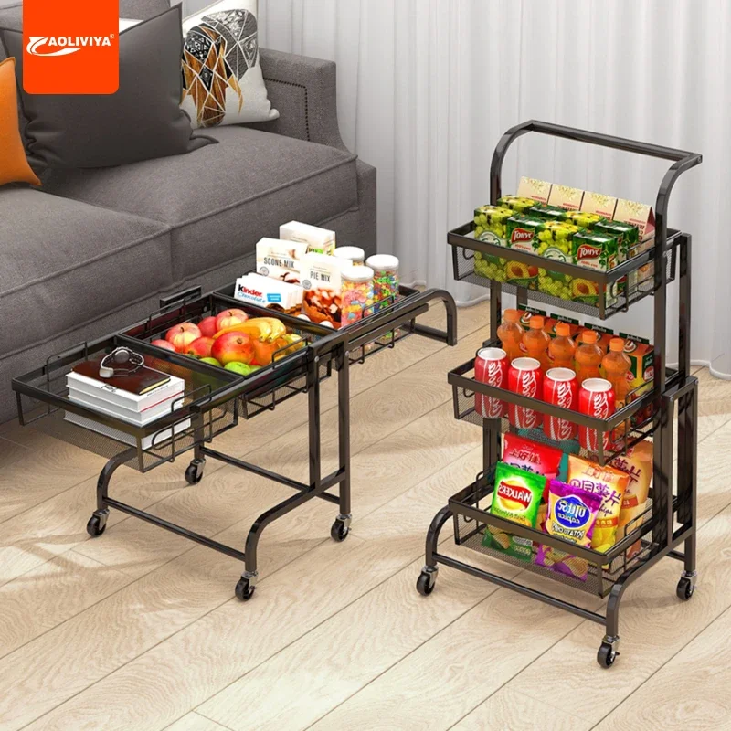 

Aoliviya Deformation Parallel Storage Rack Balcony Mobile Trolley Foldable Snack with Wheels Succulent Flower Stand Stall Storag