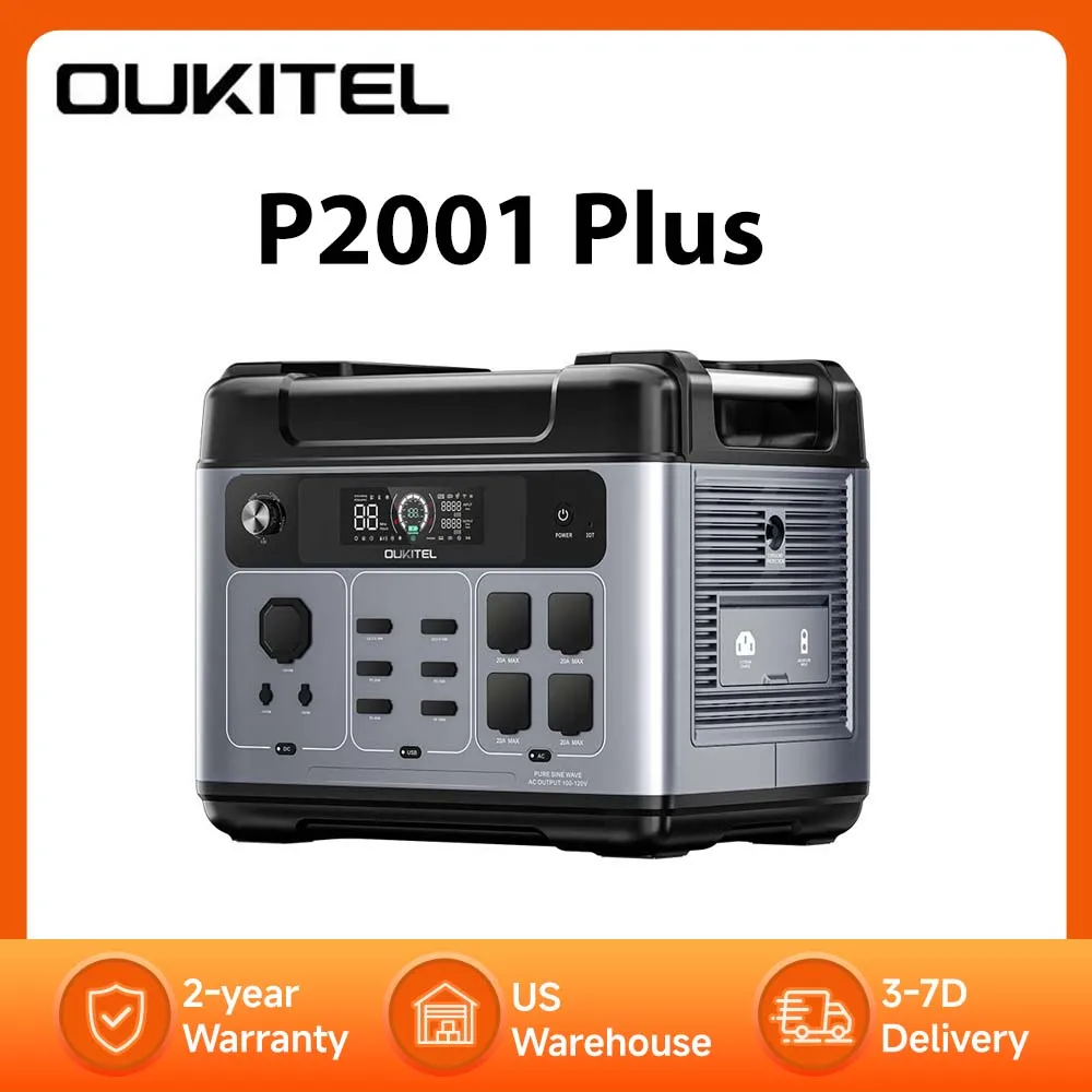 

Портативная электростанция OUKITEL P2001 Plus 2400 Вт, 2048 Вт·ч, солнечный генератор, полная зарядка за 1,5 часа, управление через приложение, резервный аккумулятор для кемпинга на природе