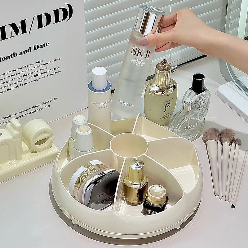 1pc Rotating Cosmetic Storage Box Multi-functional Lipstick Makeup Brush Pen Holder Large-capacity Storage Box Desktop Organizer