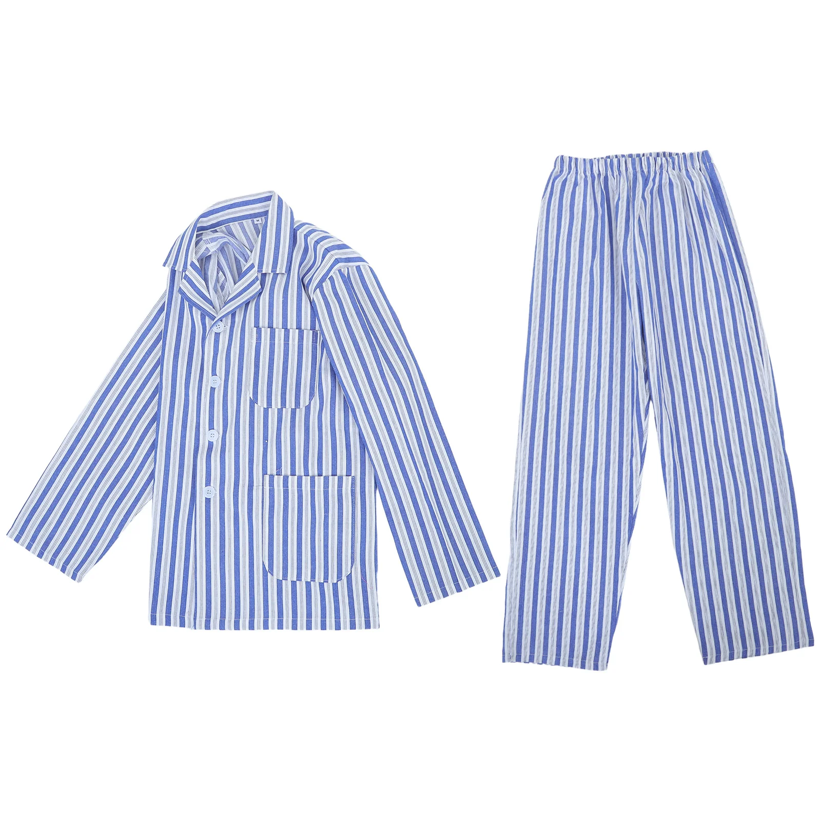 

1 set 1 Set Pajamas For Adults Long Sleeve Patient Pajamas Hospital Sleepwear Comfortable Patient Clothing Blue White Stripe