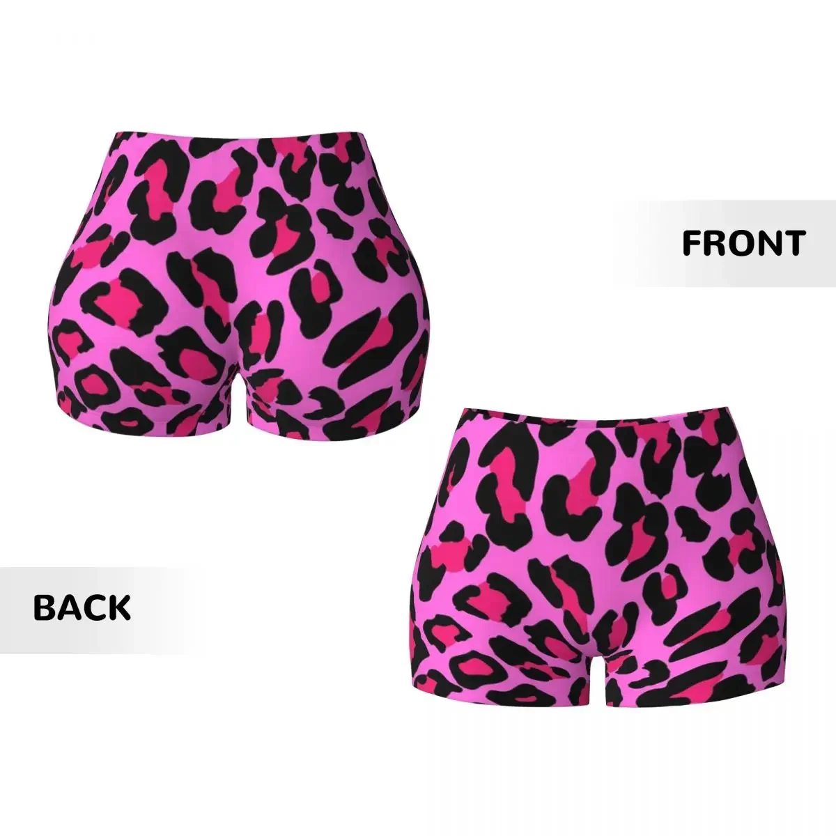 Custom Hot Pink Leopard Print Yoga Shorts Women Gym Workout Running Athletic Volleyball Biker Shorts