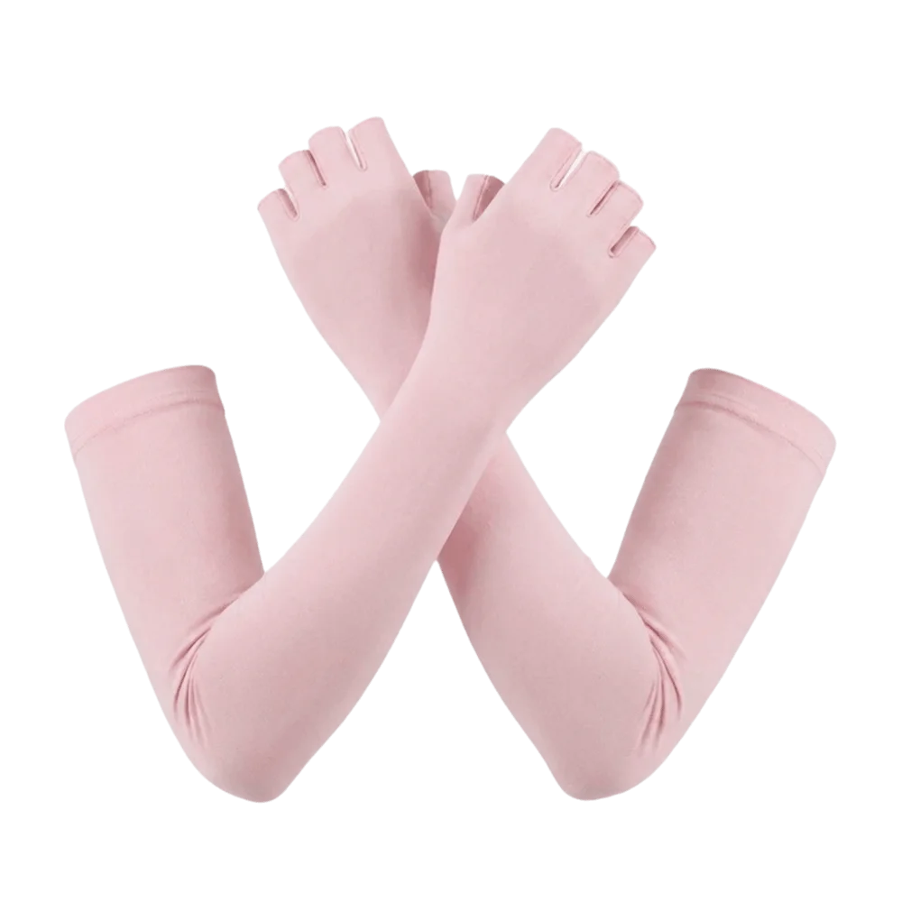 Elastic Ice Cooling Arm Sleeves Quick Dry Polyester Half Finger Gloves Lightweight Breathable Sun Protection Arm Cover Running