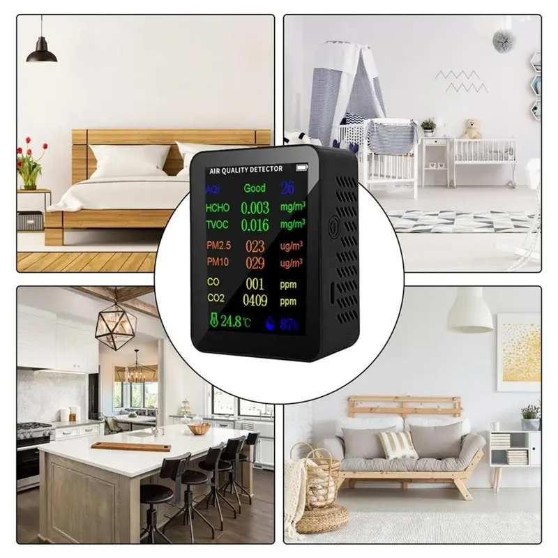 ABRB-실내 공기 품질 감지기 경보 기능이 있는 고정밀 실시간 휴대용 10-In-1 모니터 공기 품질 테스터 실내 B