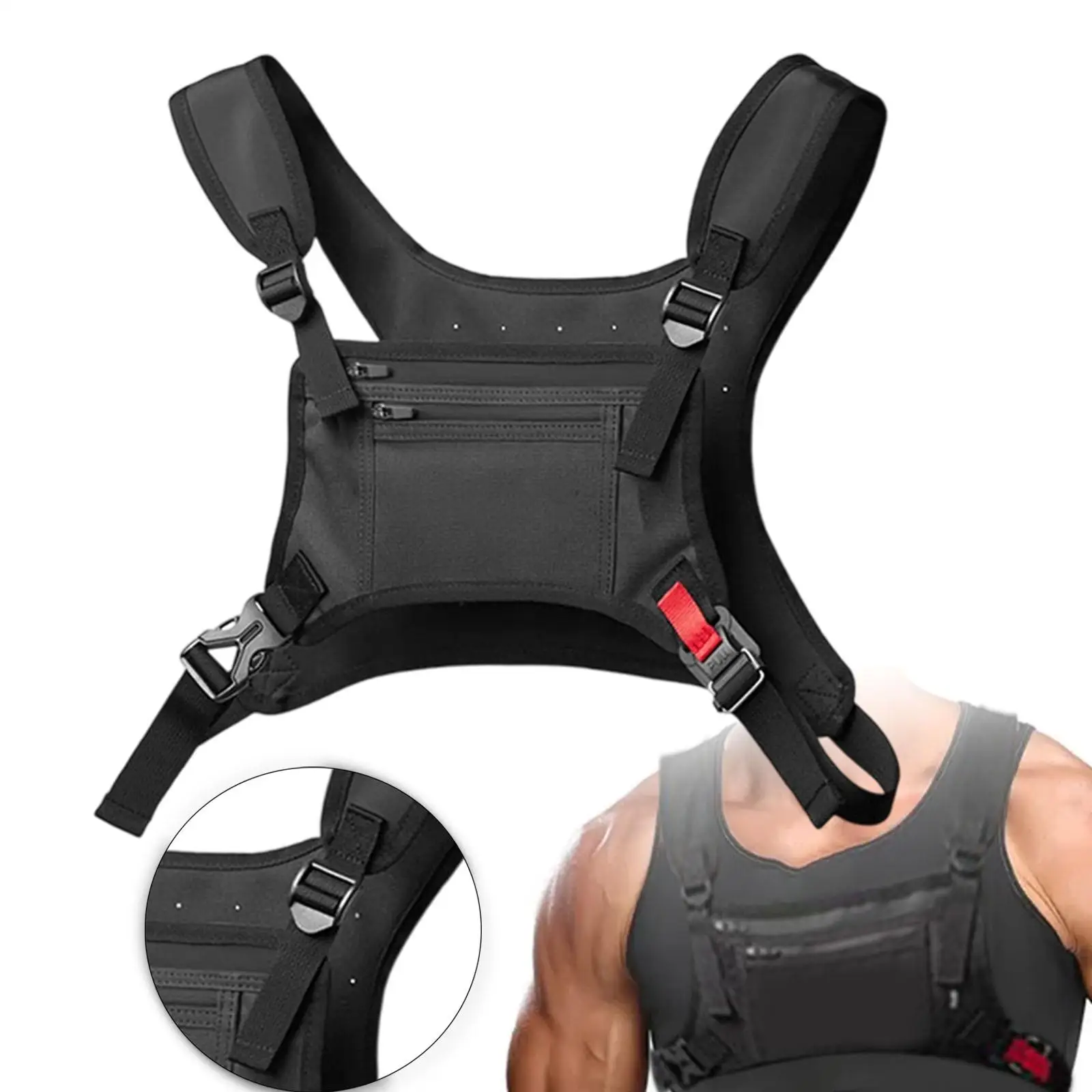 Men Women Chest Rig Bag Utility Adjustable Strap Lightweight Breathable Front Pack for Travel Fishing Outdoor Hiking Walking view 5