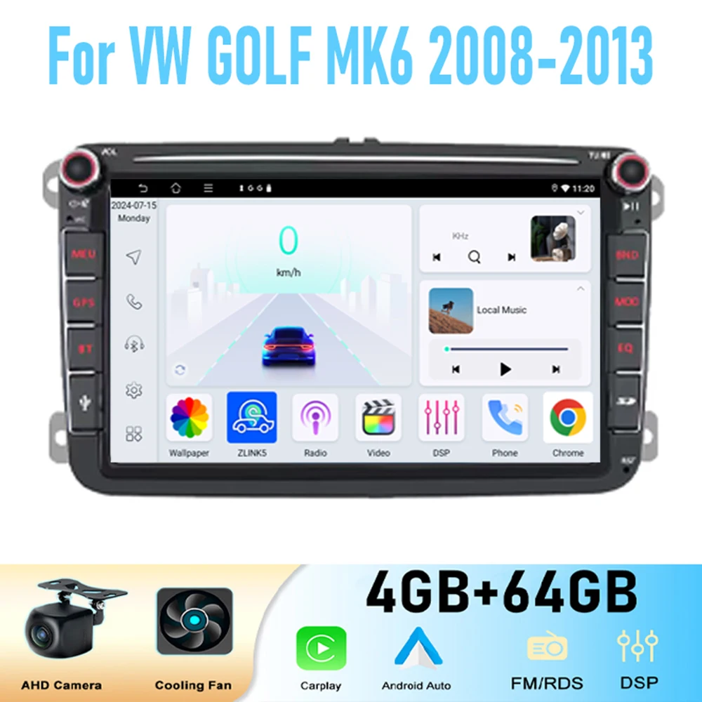 

8" For VW GOLF MK6 2008-2013 Car Stereo Radio Carplay Android Auto Head Unit WIFI BT GPS Navi Reversing Image Multimedia Player