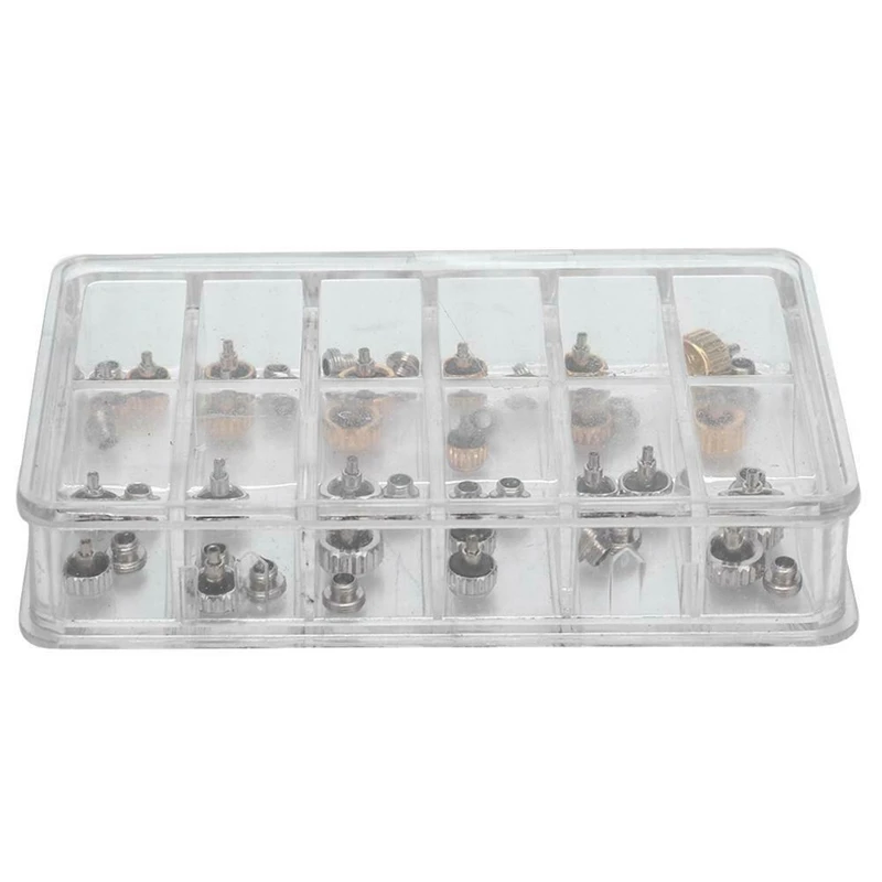 40PCS Watch Crowns Watch Waterproof Replacement Assorted Repair Tools with Box