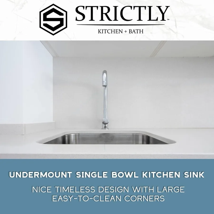 حوض مطبخ ذو وعاء واحد مقاس 23 بوصة مع استنزاف دائري لتجديد المطبخ الحديث - متين مقاس 18 من الفولاذ المقاوم للصدأ C