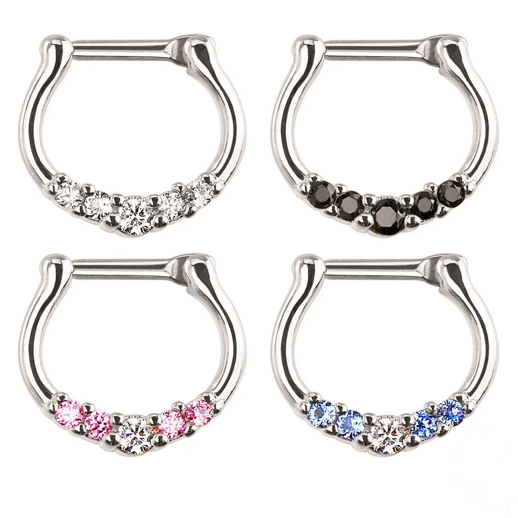 1pc 16g Crystal Septum Nose Piercing Clicker for Women Men Stainless Steel Nose Hoop Septum Faux Piercings Nostril Body Jewelry