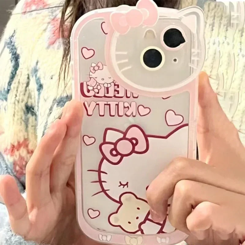 Sanrio Anime Hello Kitty IPhone14 11 13 12 Pro Max Phone Case Full Package Soft Silicone Transparent Dool IPhone Covers Gift Toy