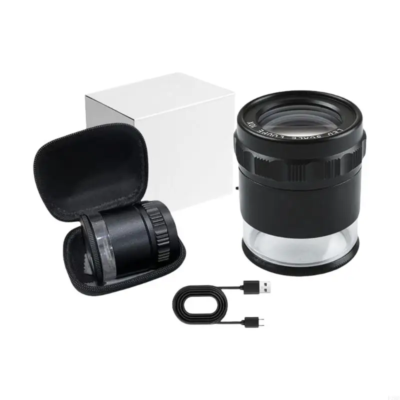 

F26C Small Magnifying Glass with Precisions Rule & Build In LED Light Handheld Magnifier for Classroom Or Outdoor Use