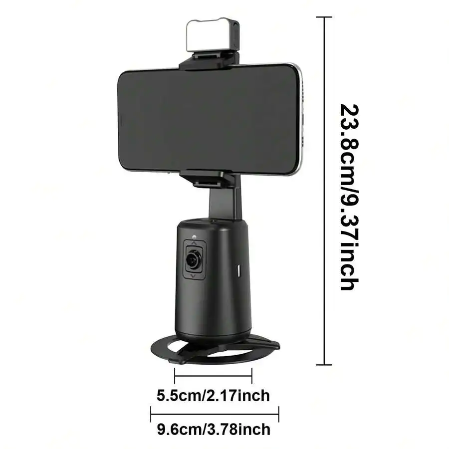 

Auto Face Tracking Phone Holder Tripod, No App Required, 360° Rotation Smart Face Body Tracking Tripod Selfie Phone Camera Mount Cell Phone Stand For Vlog Live Streaming Video, Rechargeable Battery, Black