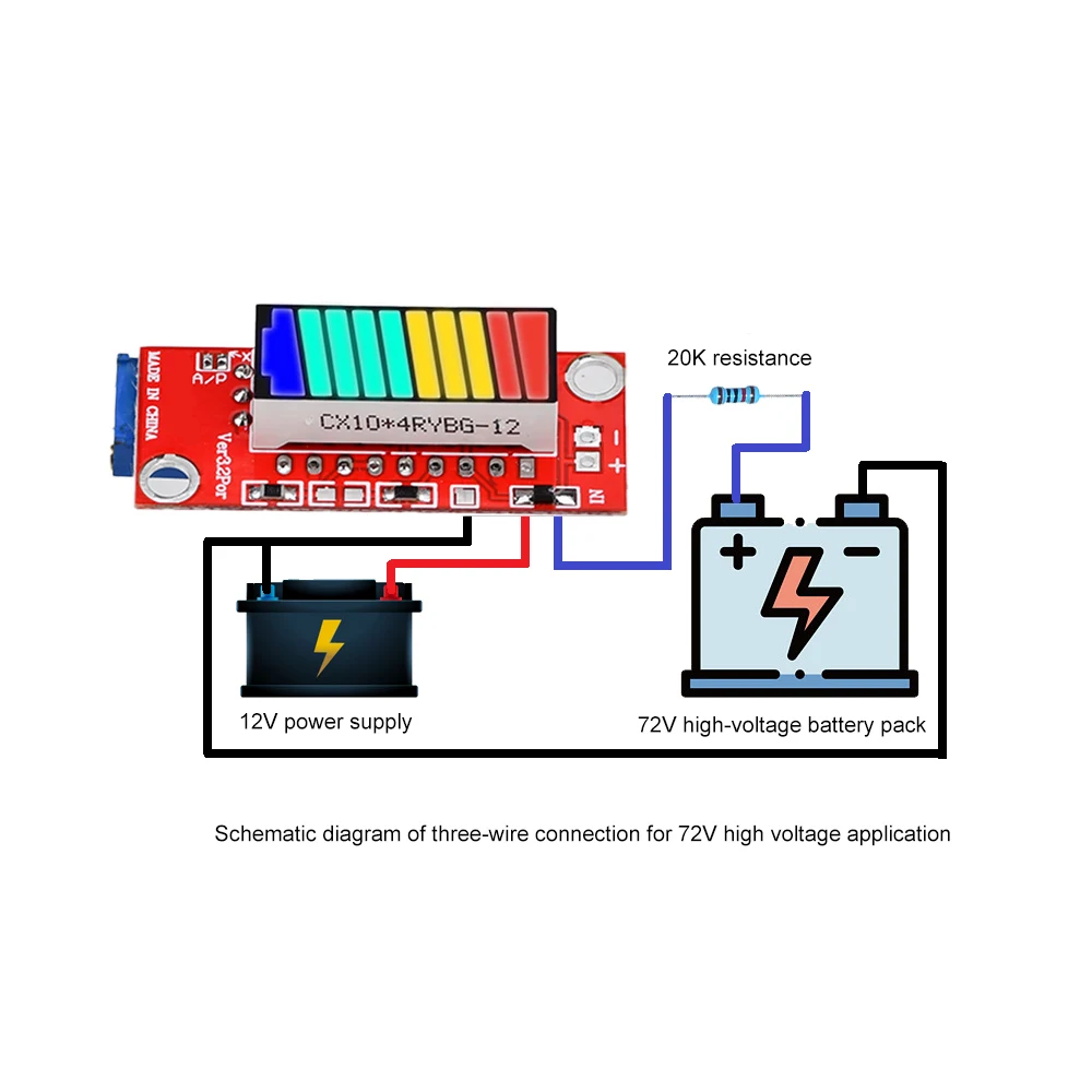 4 Color Battery Capacity Indicator Module Colorful Battery Level Tester Indicator 10 Lamp LED Power Display Electricity Meter