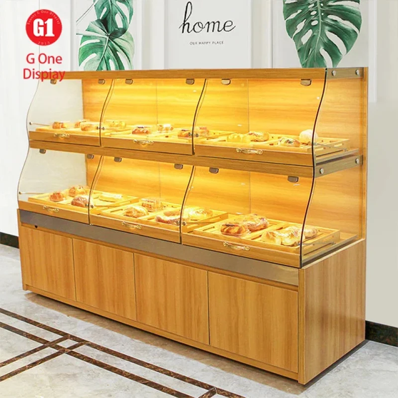custom.Modern Bakery Display Counter Design Tempered Glass Bakery Display Cabinet Eco-friendly Bread Showcase Sale