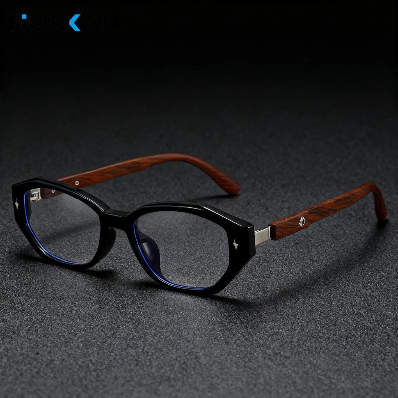 

Wood Grain Women's Retro Cat Eye Frame Optical Glasses Ultra-light Blue Light-blocking TR90 Glasses Female Prescription Eyewear