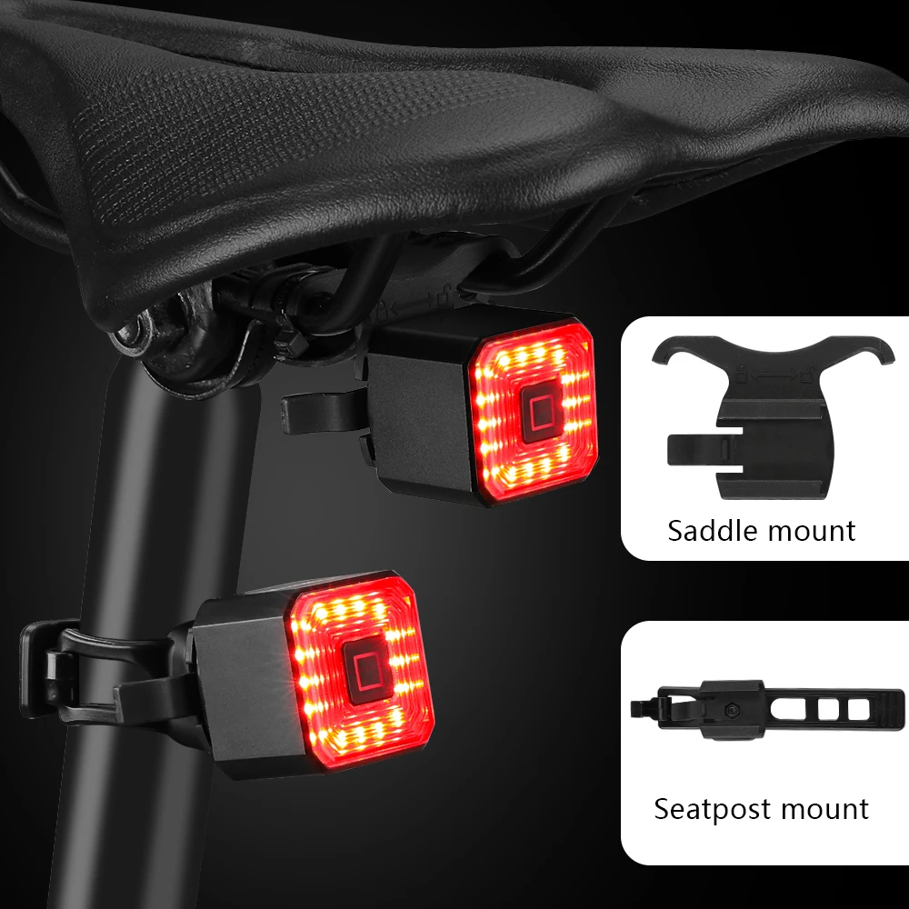 Rockbye Bicycle Smart Auto Brake Sensing Light Waterproof LED Charging Cycling Taillight Bike Rear Light MTB Bike Accessories