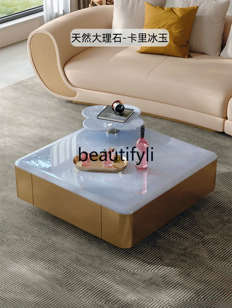 

Square modern light luxury natural marble coffee table