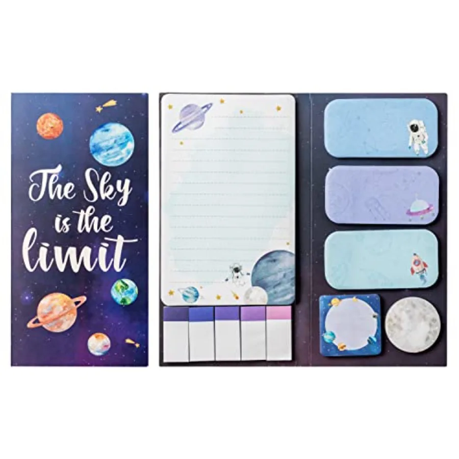 

The Sky is The Limit Sticky Notes Set, 550 Sheets, Outer Space Galaxy Planet Pattern Self-Stick Notes Pads Divider Tabs Bundle