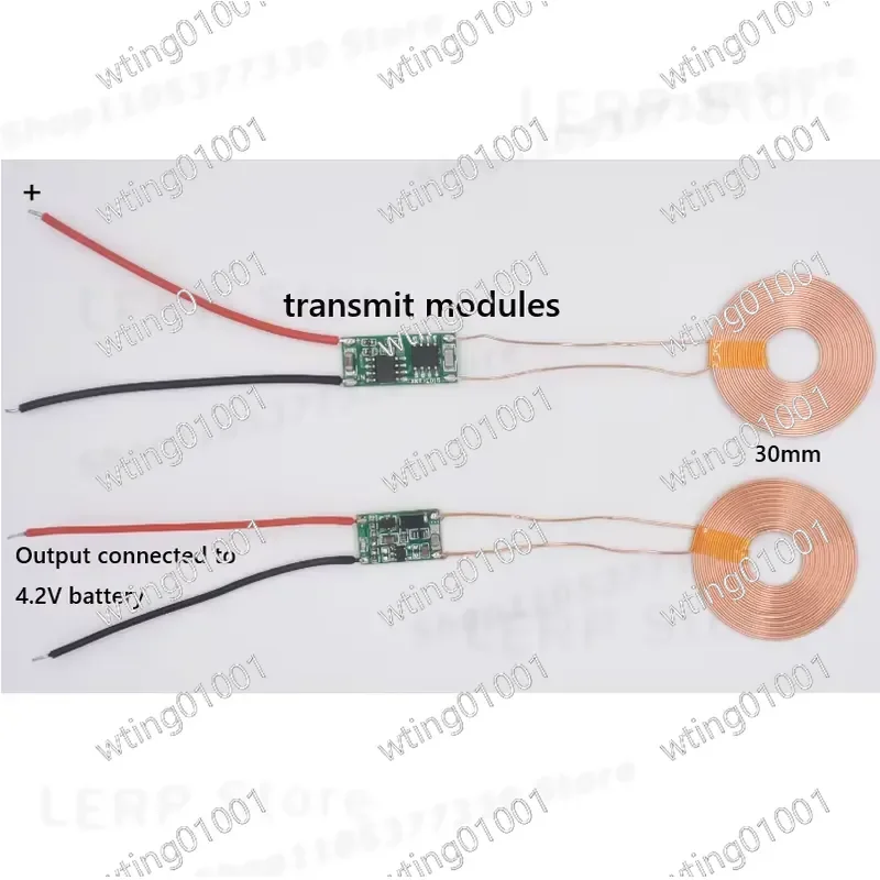for XKT-R06 Qi Induction Transmitter Board 30mm Coil 4.2V Li-ion Charger Circuit DIY Wireless Energy Transfer Kit Compact