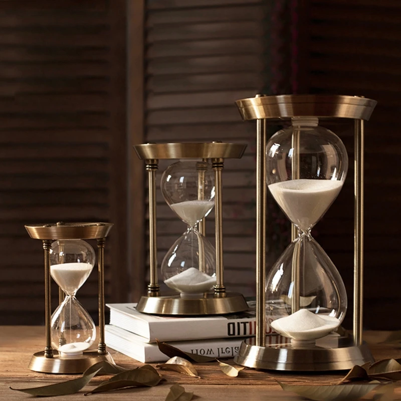 15/30 minut Metal mosiądz klepsydry europejskie biuro Retro regał do nauki ozdoby klepsydra dekoracja wnętrza domu Timer prezent