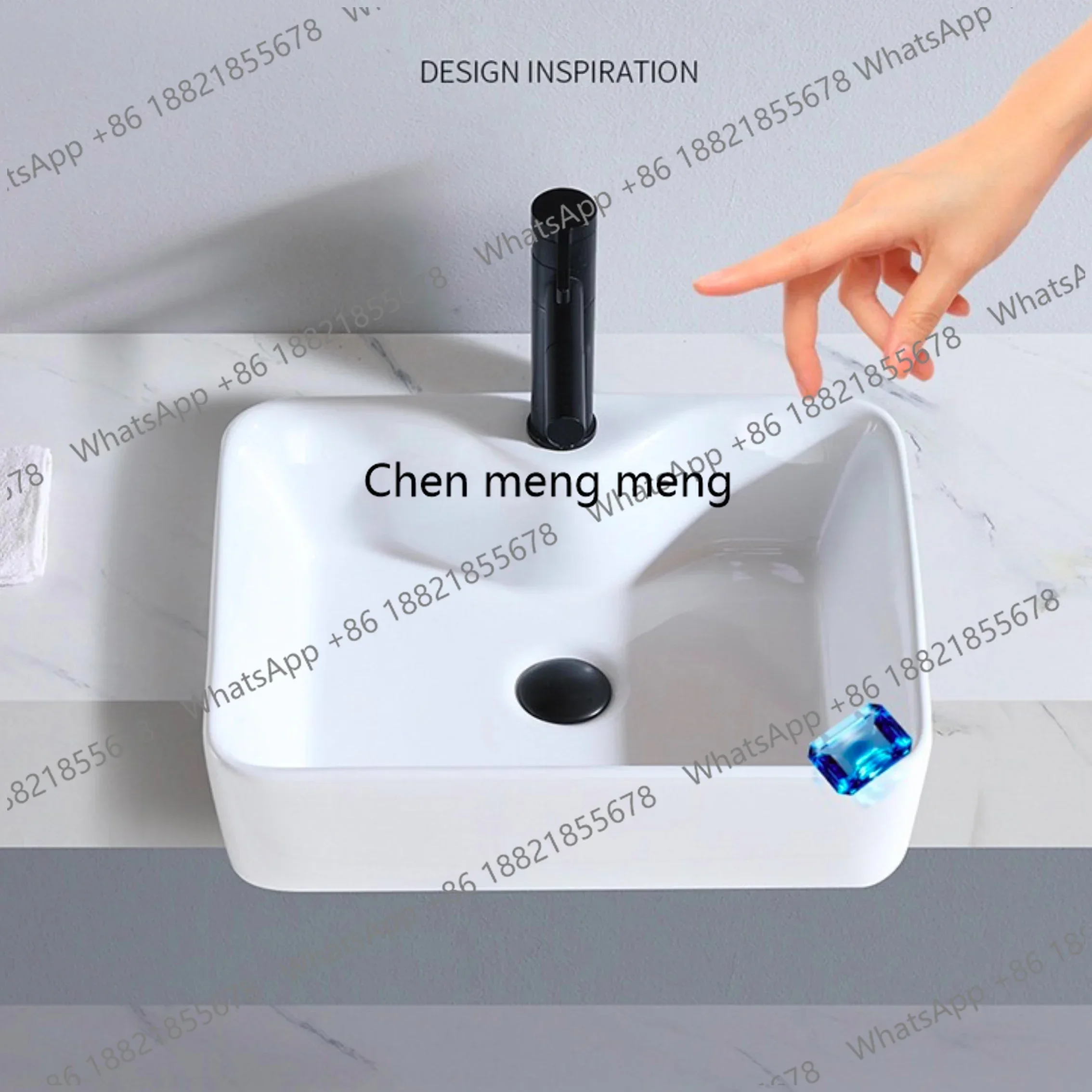 NQ52 Great discounts Countertop basin semi-embedded washbasin square bathroom bathroom narrow basin ceramic semi-hanging basin