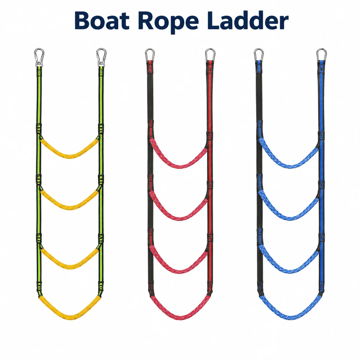 Portable Rope Ladder with 3 4 or 5 Nylon Steps for Climbing Back Aboard Kayaks Yachts and Boats after Swimming or in Emergencies