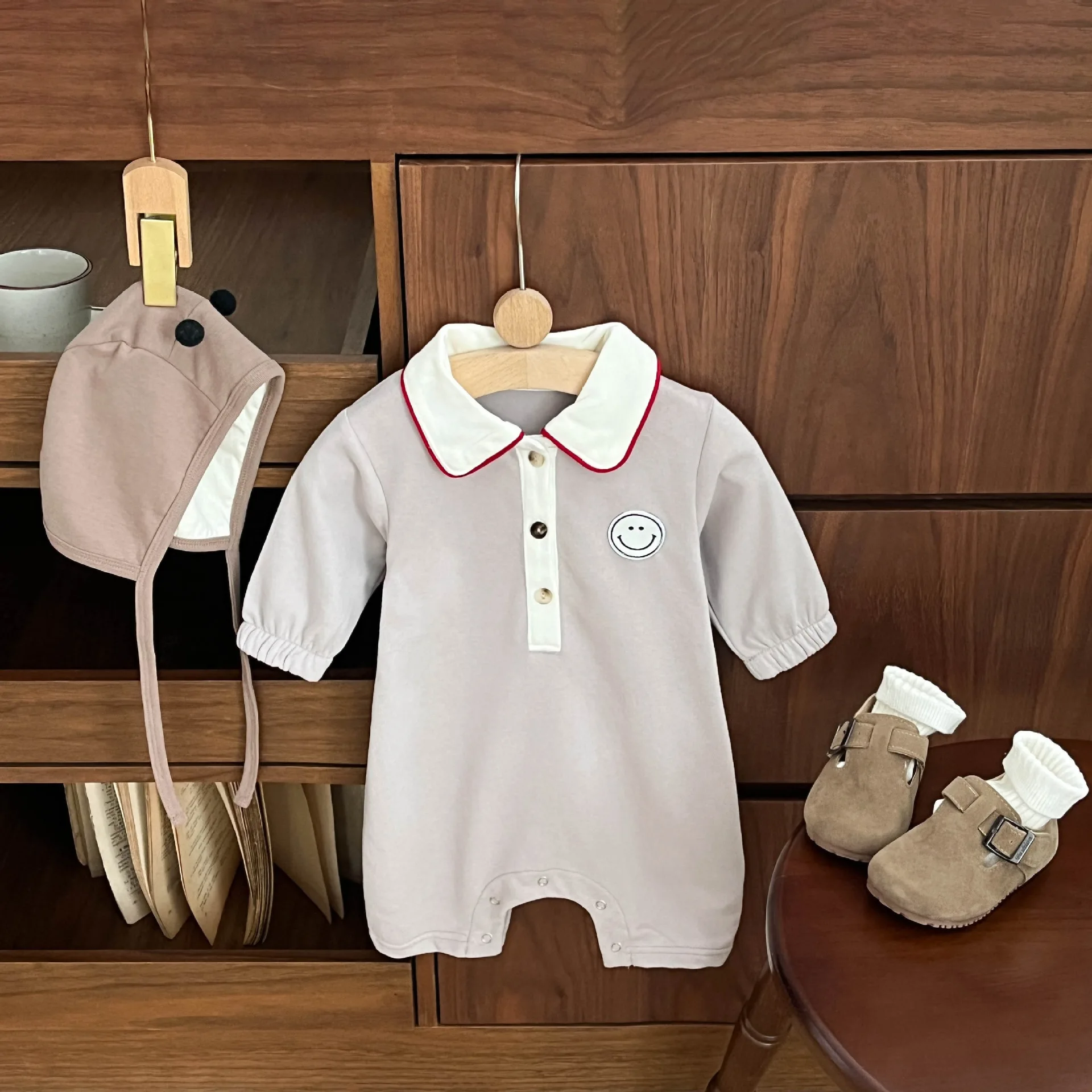 

UNITIM Kids Baby Girls Rompers Polo Collar Newborn Boys Bodysuits Spring Toddler Girls Jumpsuits Infant Little Boys Bodsyuits