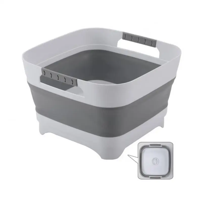 Foldable Wash Basin Bottle Basin For Sink Soaking Multi-Purpose Dishpan With Ergonomic Handle Space-Saving Basket Foldable For