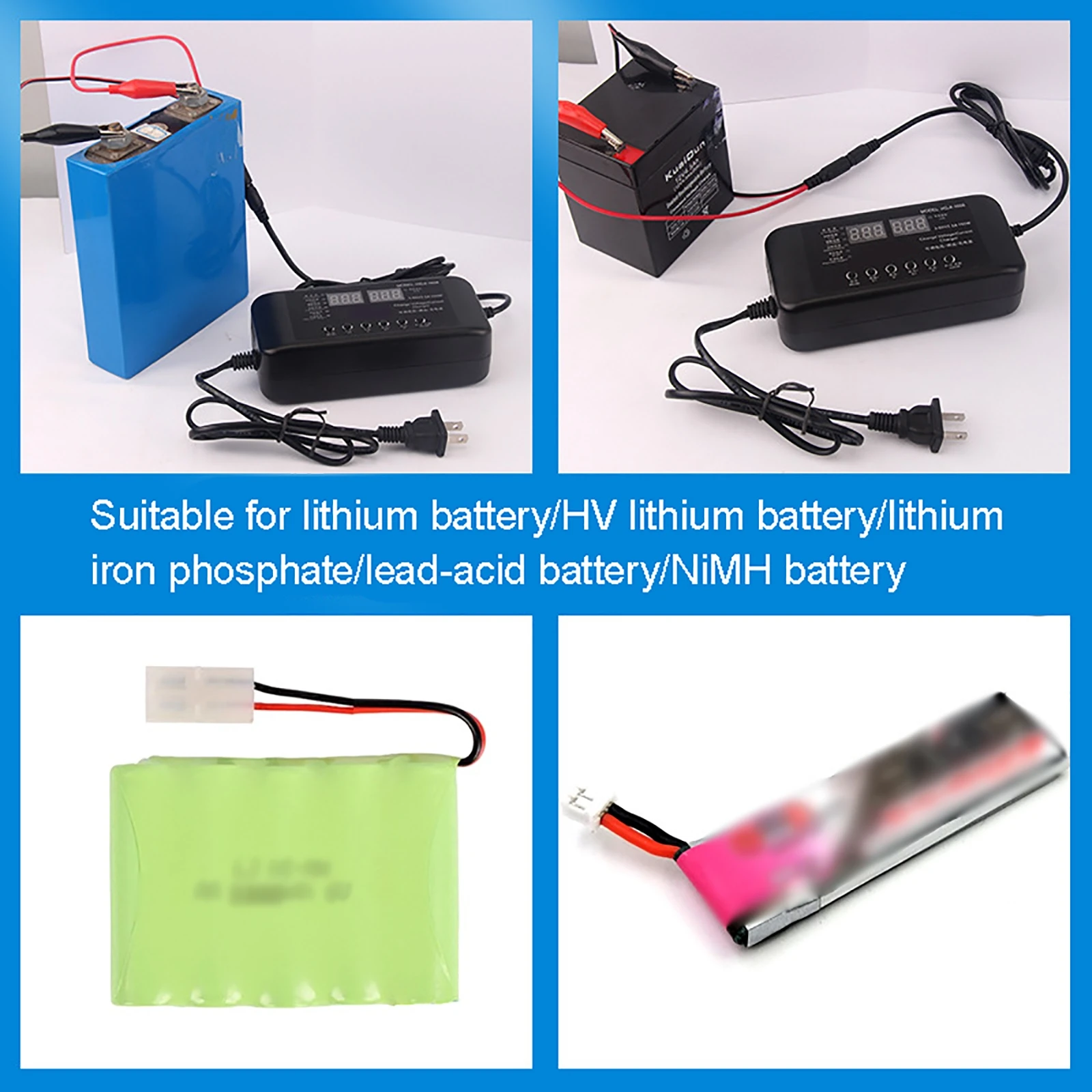 Imagem -05 - Adaptador Ajustável Universal do Poder com Tela de Exposição Carregador de Bateria do Li-íon 3v60v 8a 150w 36v 12v 48v 60v