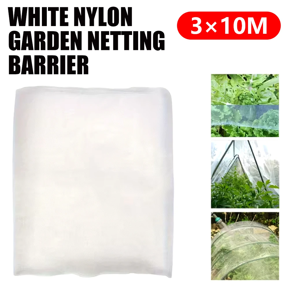 3*10m White Nylon Garden Netting Barrier, Multi-Purpose Agricultural Insect Netting, Plant Protection Cover