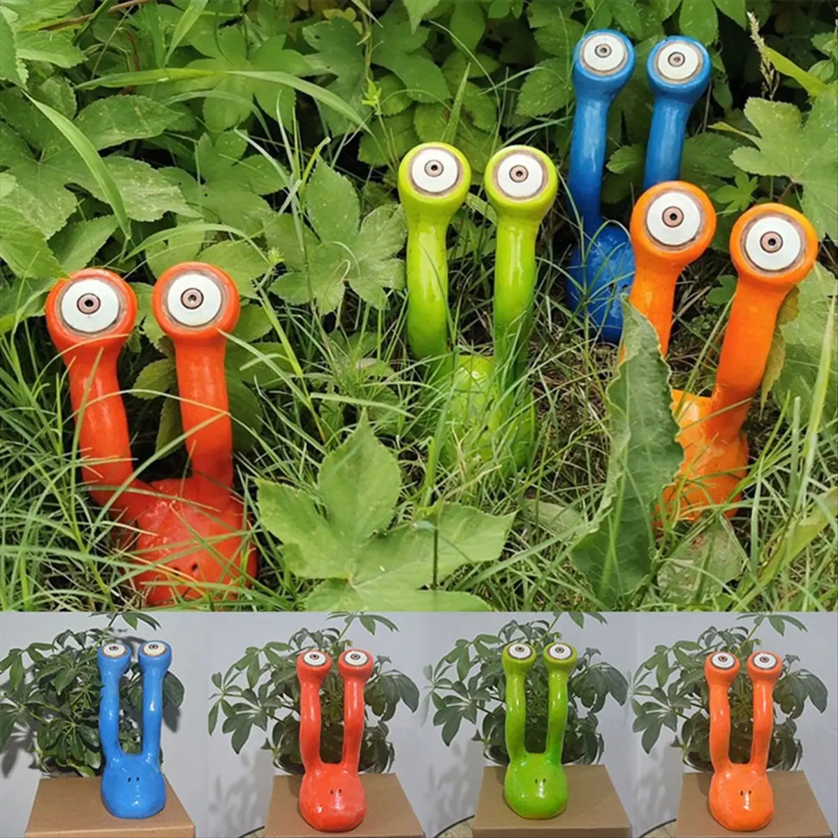 A45I  Snail Statues Garden 'S Eye Fairy Garden Statue Accessories, Funny Garden Decor Yard Art Green A