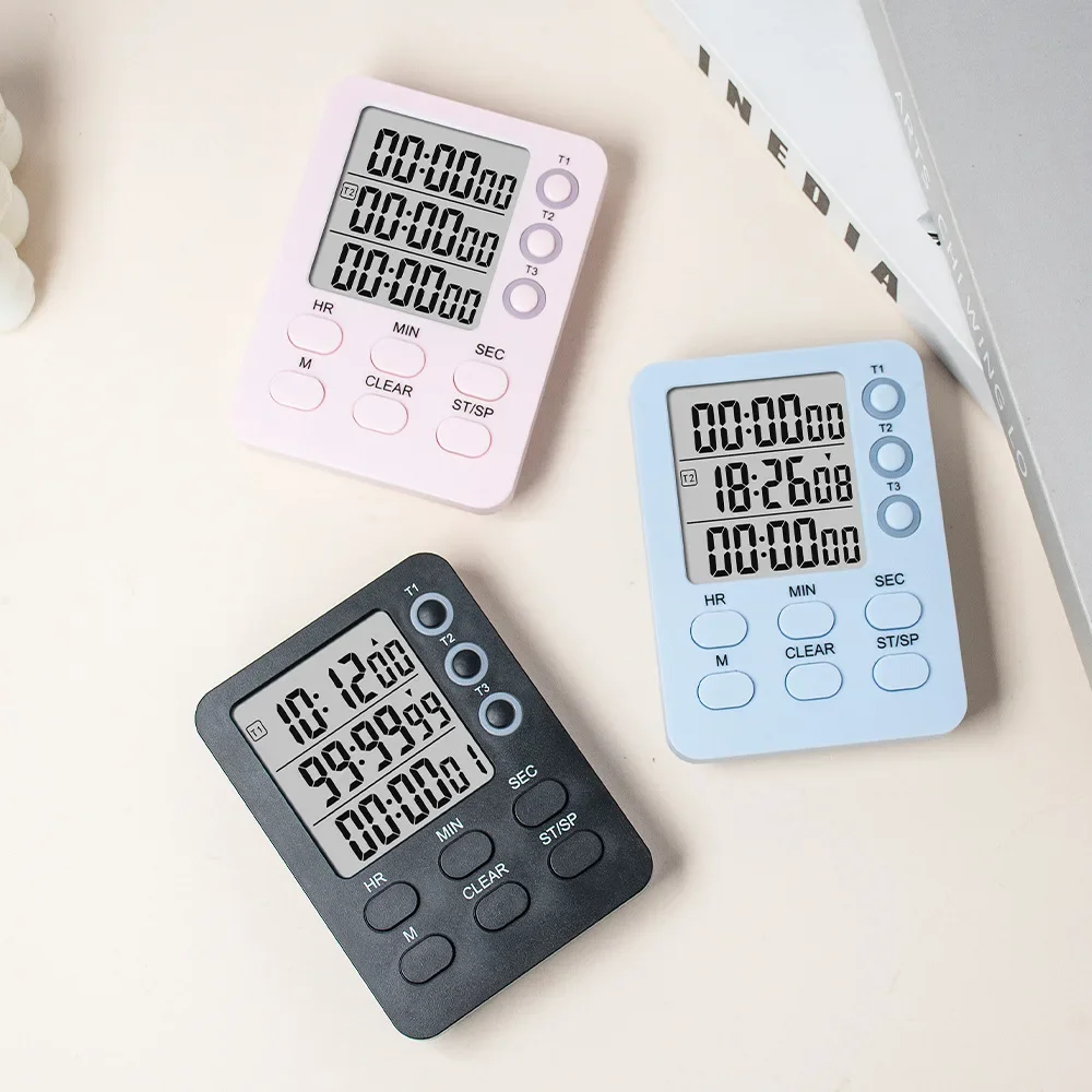 مؤقت بصري للأطفال مدير وقت الانضباط الذاتي شاشة ديجيتال مؤقت المطبخ مع ثلاث ساعات منبه سلع منزلية #3