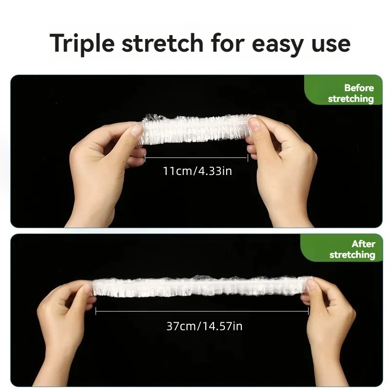 100 Disposable Cling Film Covers for Household Fresh-Keeping Bags with Elastic Fresh-Keeping Bowl Leftover Shower Cap Style