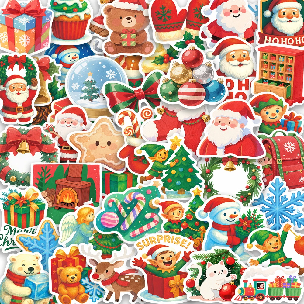 10/30/50/100pcs Christmas Graffiti Stickers Aesthetic Santa Claus Cartoon Decoration Decals Festival Celebration Kid Sticker Toy