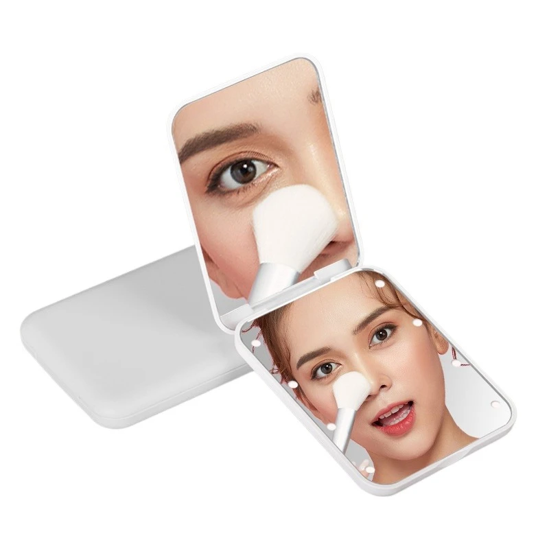 Tragbarer tragbarer LED-Make-up-Spiegel, 2-facher Kippschalter, 8 Lampenperlen, Make-up-Klappspiegel