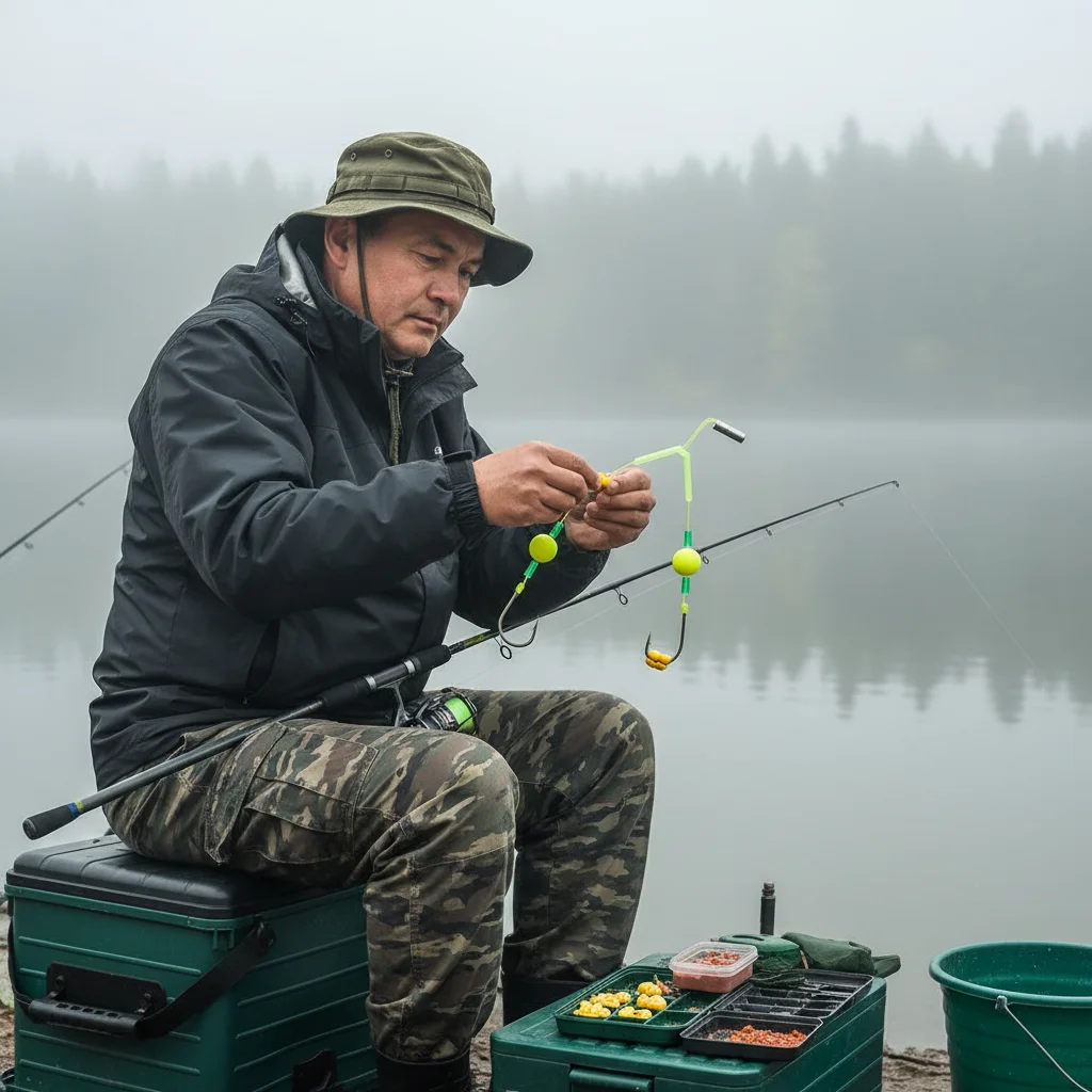 Professional Double Hook Fishing Set With Anti-Tangle T-Shape Balance Bracket High Strength Subline Sharp Barbed Hooks Accessori