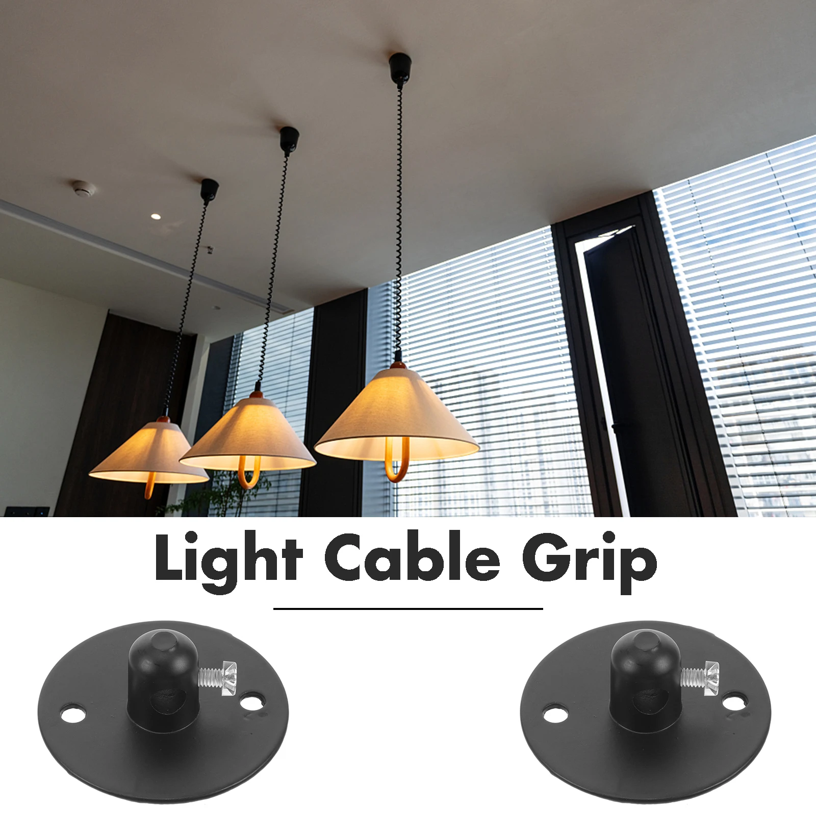 

2pcs Black Wire Cable Fixing Clamps Grips Strain Relief Connectors Electrical Cord Clips Glands LED Pendant Lights Accessories