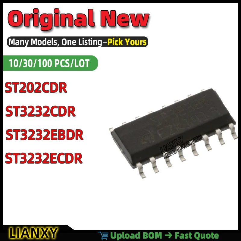 ST3232EBDR ST3232CDR ST3232ECDR ST202CDR SOIC-16 RS-232 XCVR Transceiver New Original