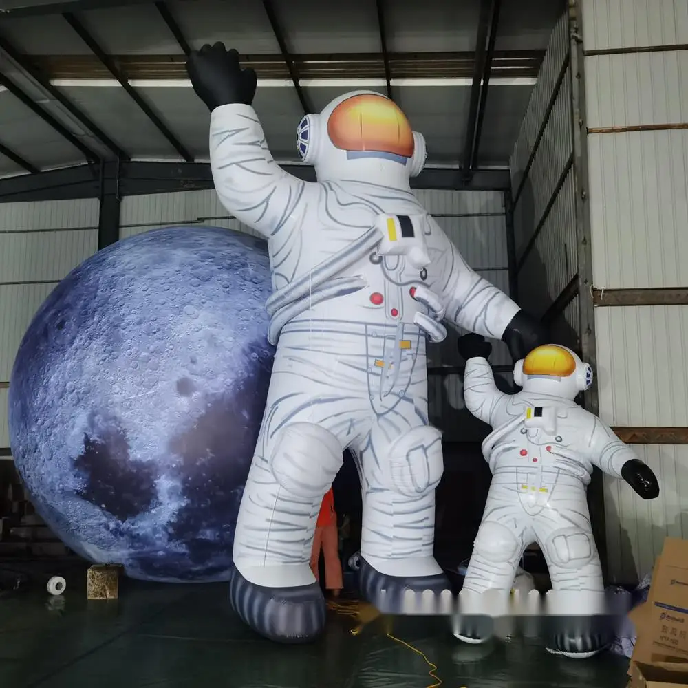 Airtight PVC Astronaut Mascot With Led Lights 3M-5M Giant Inflatable Spaceman For Outdoor Space Show Advertising