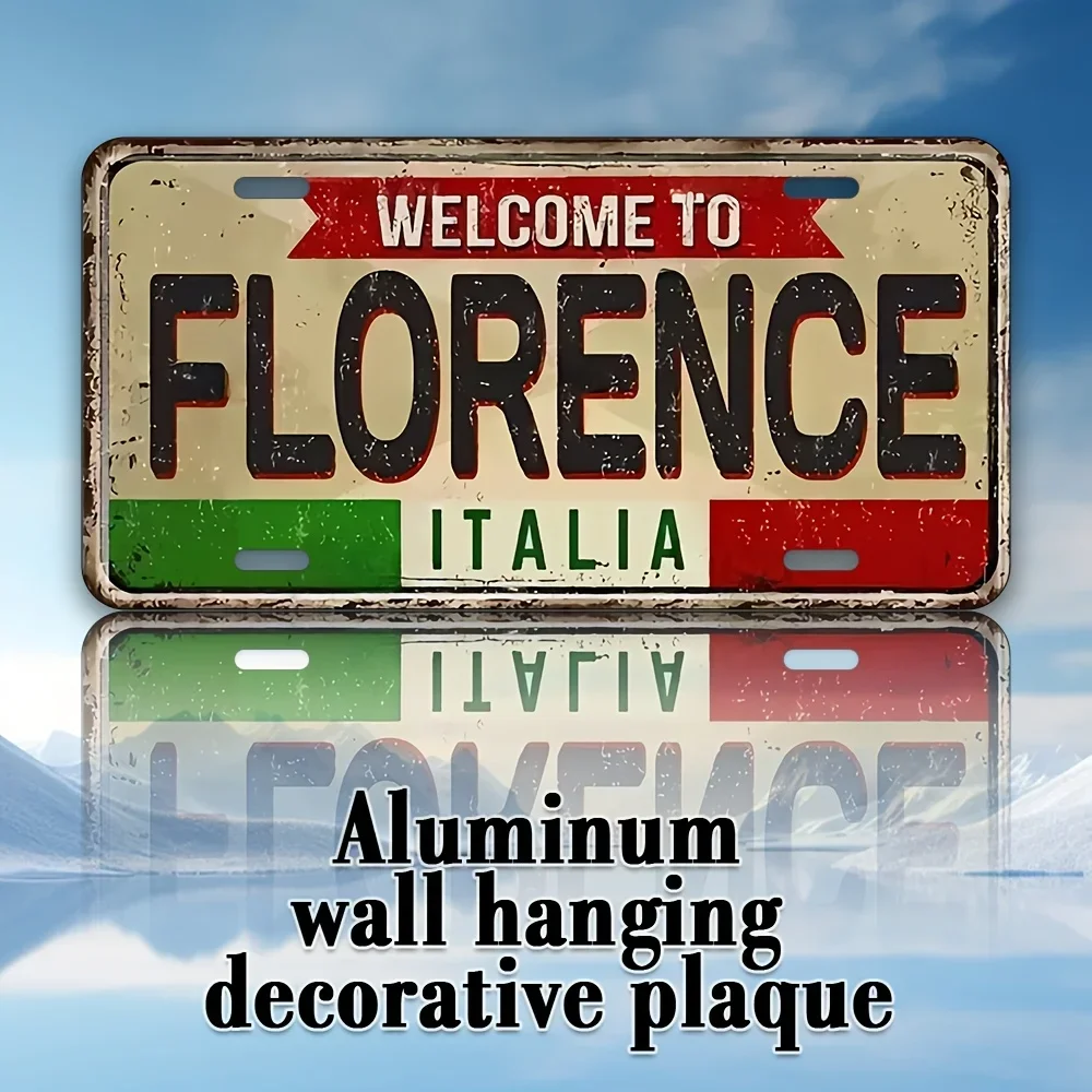 2D Flat, Vintage Aluminum Metal Wall Plate, Design with 