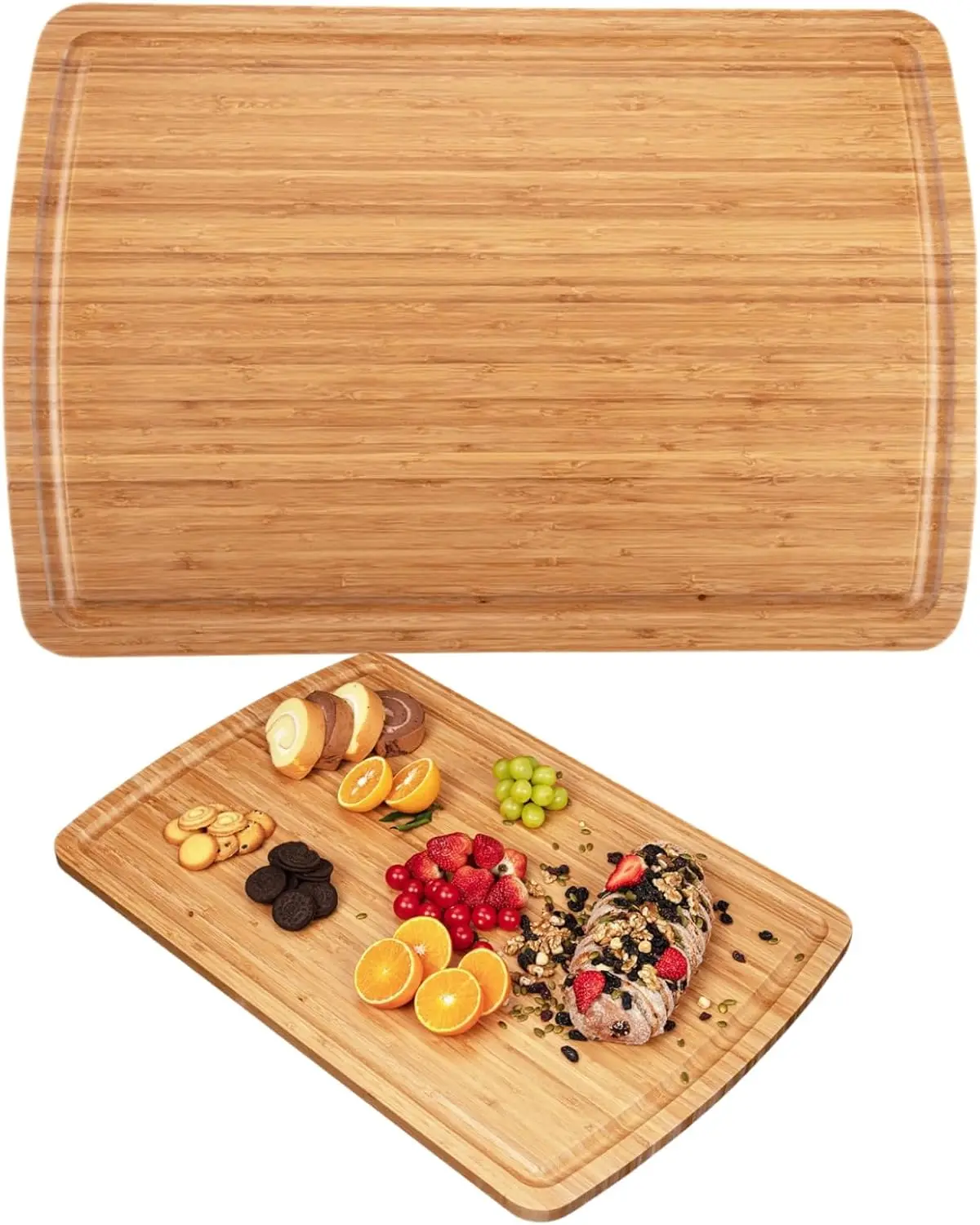 

30" Extra Large Bamboo Cutting Board with Juice Groove, Reversible for Meat and Veggies, 30x20 Inch Kitchen Chopping Board