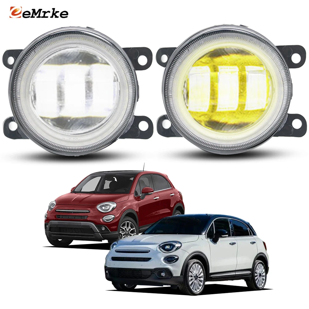 

40W Led PTF Fog Lights Angel Eyes DRL for Fiat 500X Cross/ Trekking / Sport 2018 2019 2020 2021 2022 2023 Car Lens Daylight