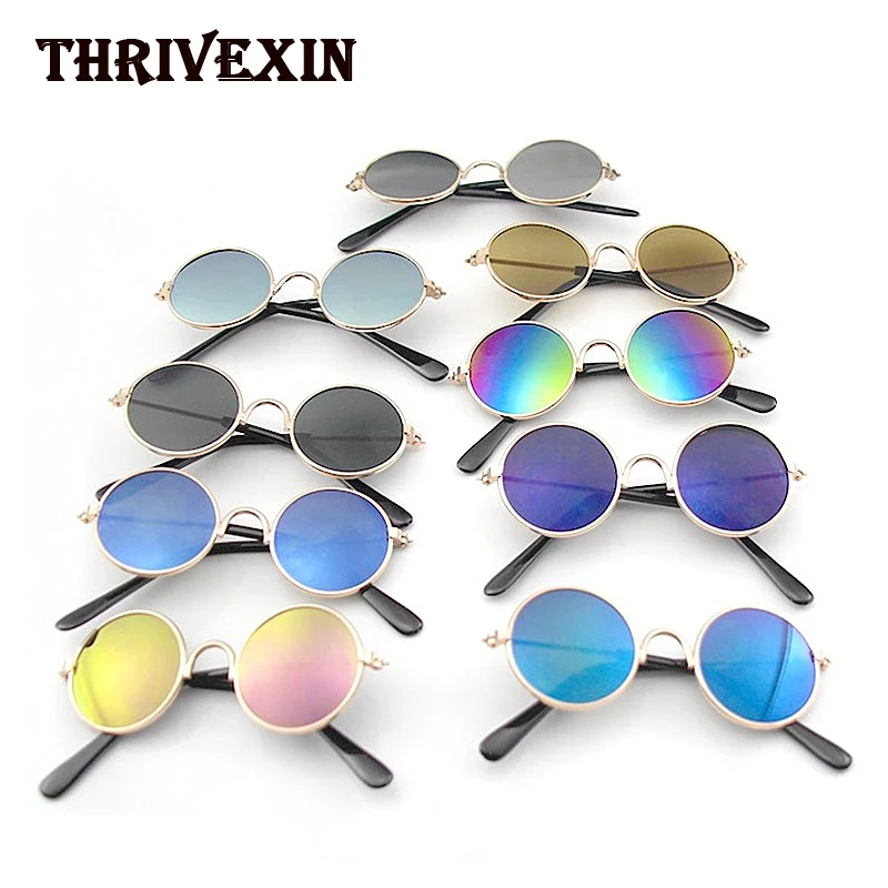 

Funny Cute Cat Sunglasses Small Dog Classic Retro Circular Metal Prince Sunglasses Eye-wear Photos Accessories Cosplay Glasses