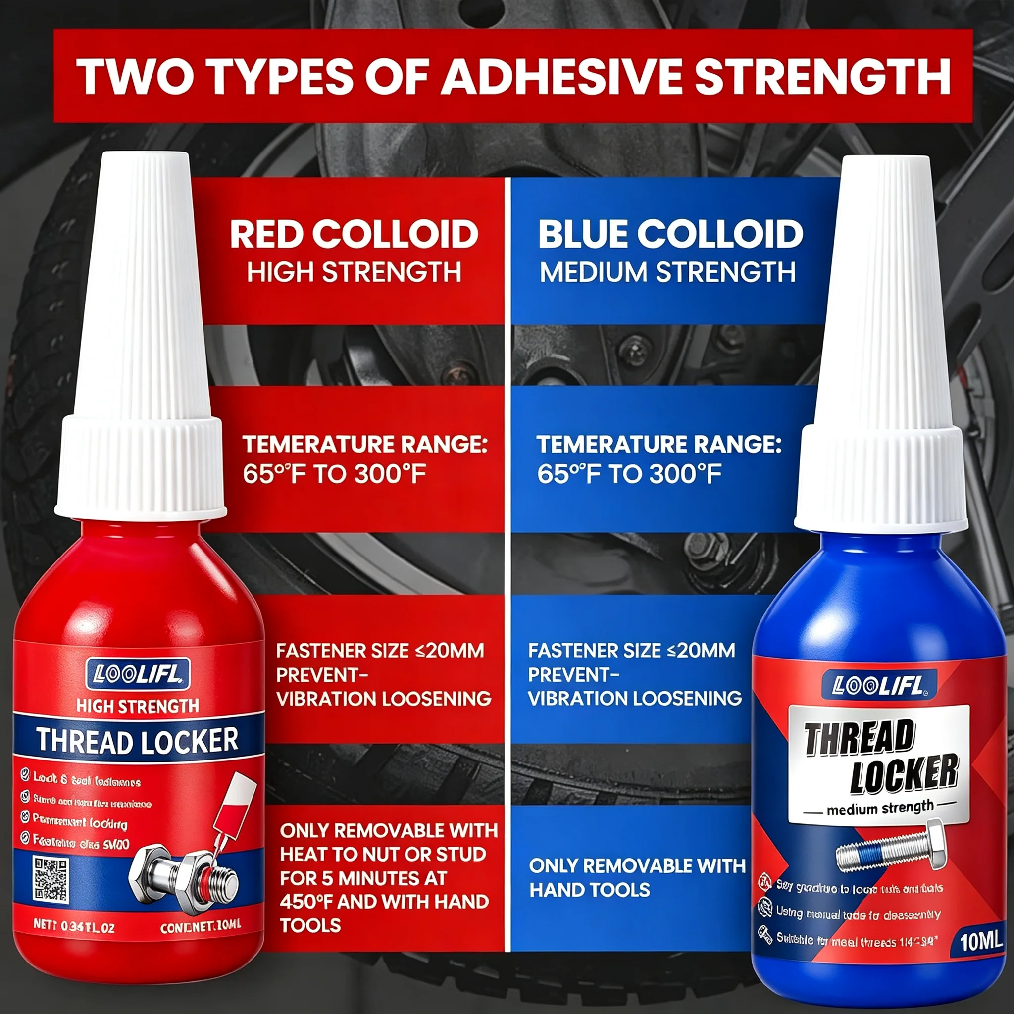 LOOLIFL 243 271 Threadlocker Sealant 50ML Anaerobic Screw Adhesive Nut Anti-Loose Locking Quick-Curing For Anti-rust Metal Glue