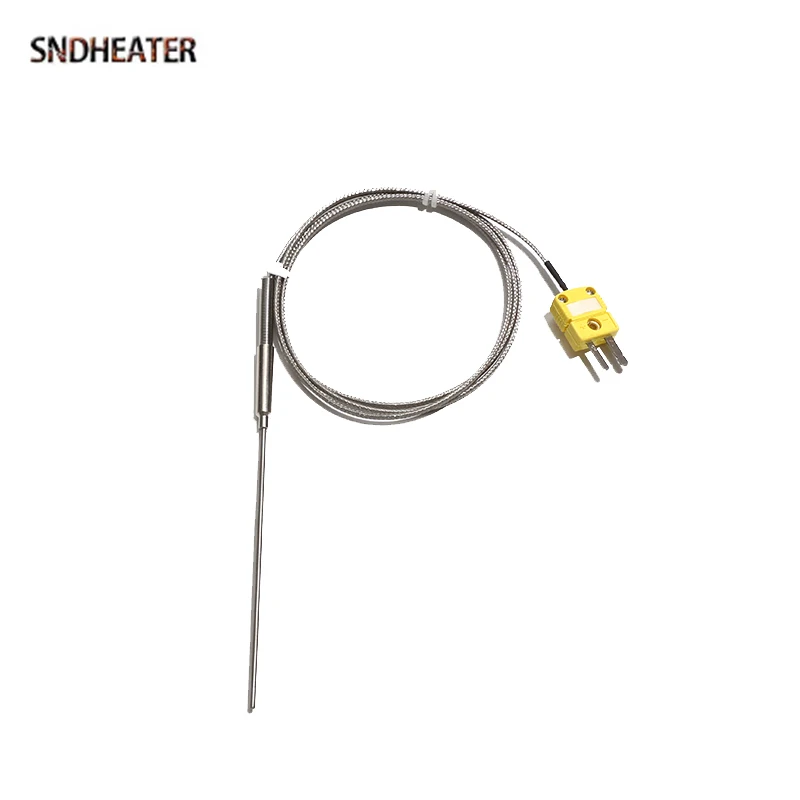 SNDHEATER zırhlı termokupl sensörü probu Dia.3/4/5mm uzunluk 50-300mm WRNK-191 K tipi yüksek sıcaklık algılama tel fiş